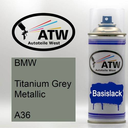 BMW, Titanium Grey Metallic, A36: 400ml Sprühdose, von ATW Autoteile West.